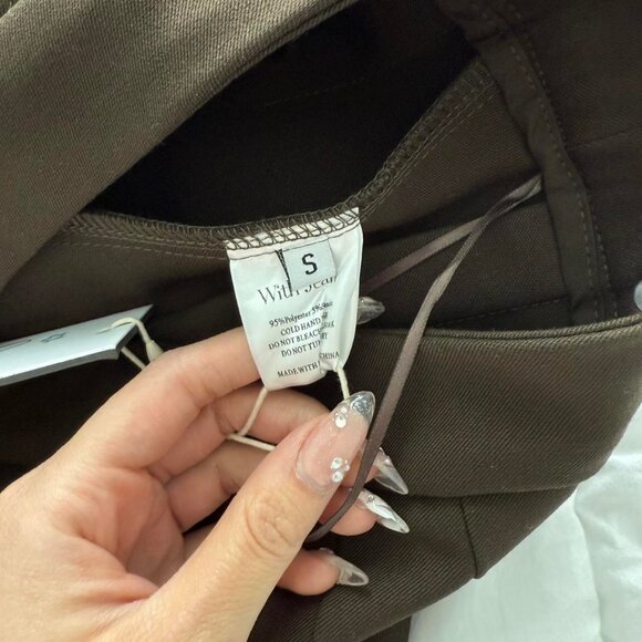 With Jean low rise dark olive mini skirt Size small Brand new - Picture 2 of 4